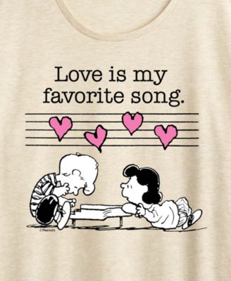 Women's Peanuts Lucy And Schroeder Love Song Short Sleeve Graphic T-Shirt