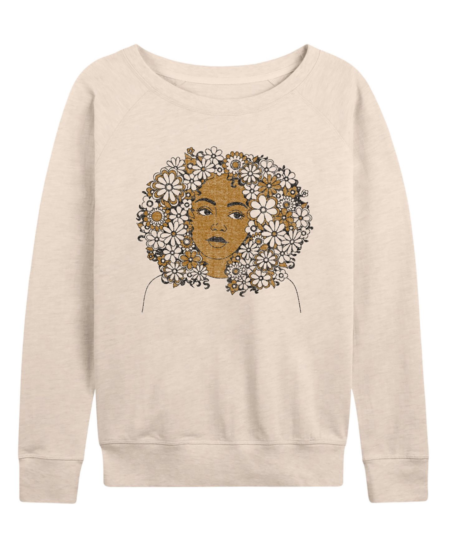 Женская футболка Hybrid Apparel Instant Message Flower Afro French Terry Long-Sleeve, цвет: Берёзовый — фото 1