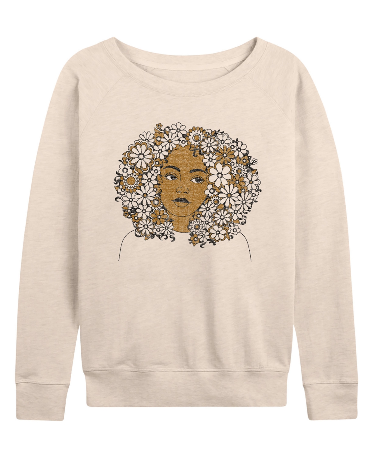 Hybrid Apparel Women's Instant Message Flower Afro French Terry Long Sleeve T-shirt