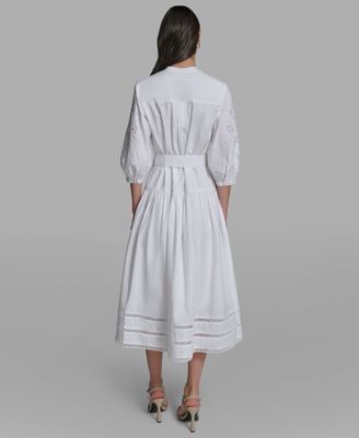 short white off the shoulder dress Pixi Off-Shoulder Lace-Up Back Mini Dress White
