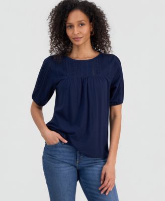Women's Cotton Scoop-Neck Lace Top