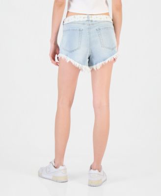 Juniors' Floral Cutoff Denim Shorts