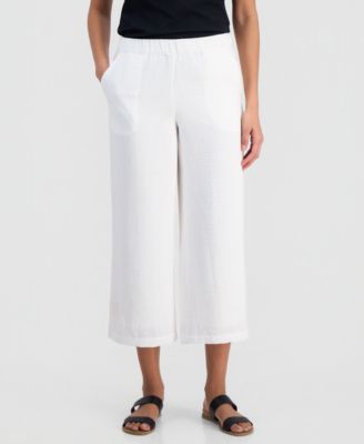Women's Crinkle Wide-Leg Cropped Pants
