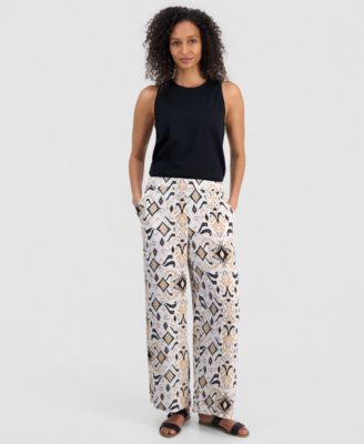 Women's Printed Wide-Leg Pull-On Pants