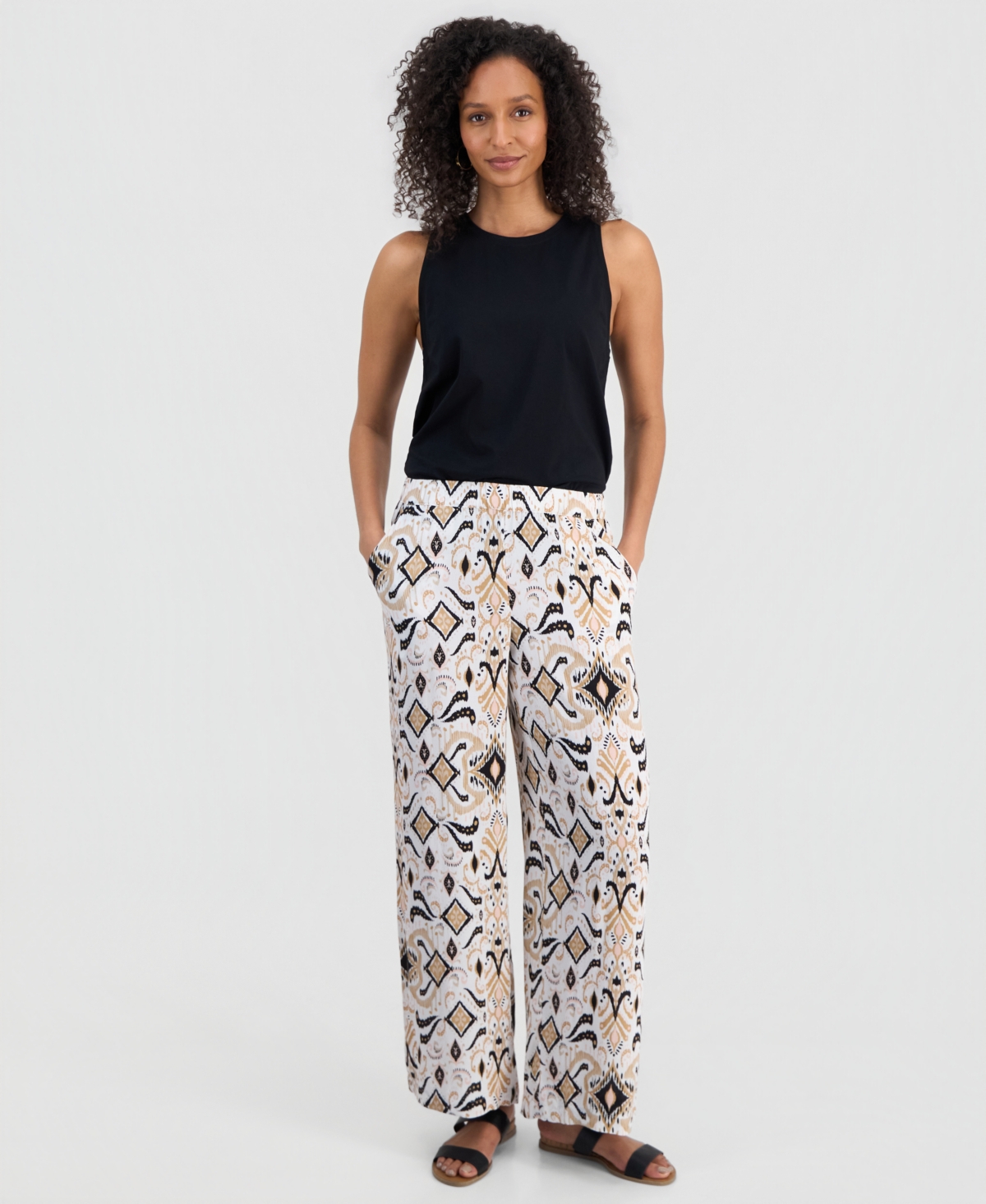Jm Collection Women's Printed Wide-Leg Pull-On Pants, Macy's Exclusive