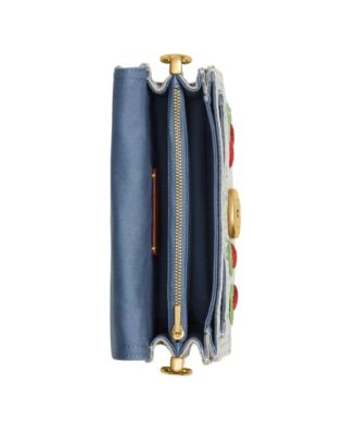 Tabby Small Denim Cherry Embroidery Shoulder Bag 20