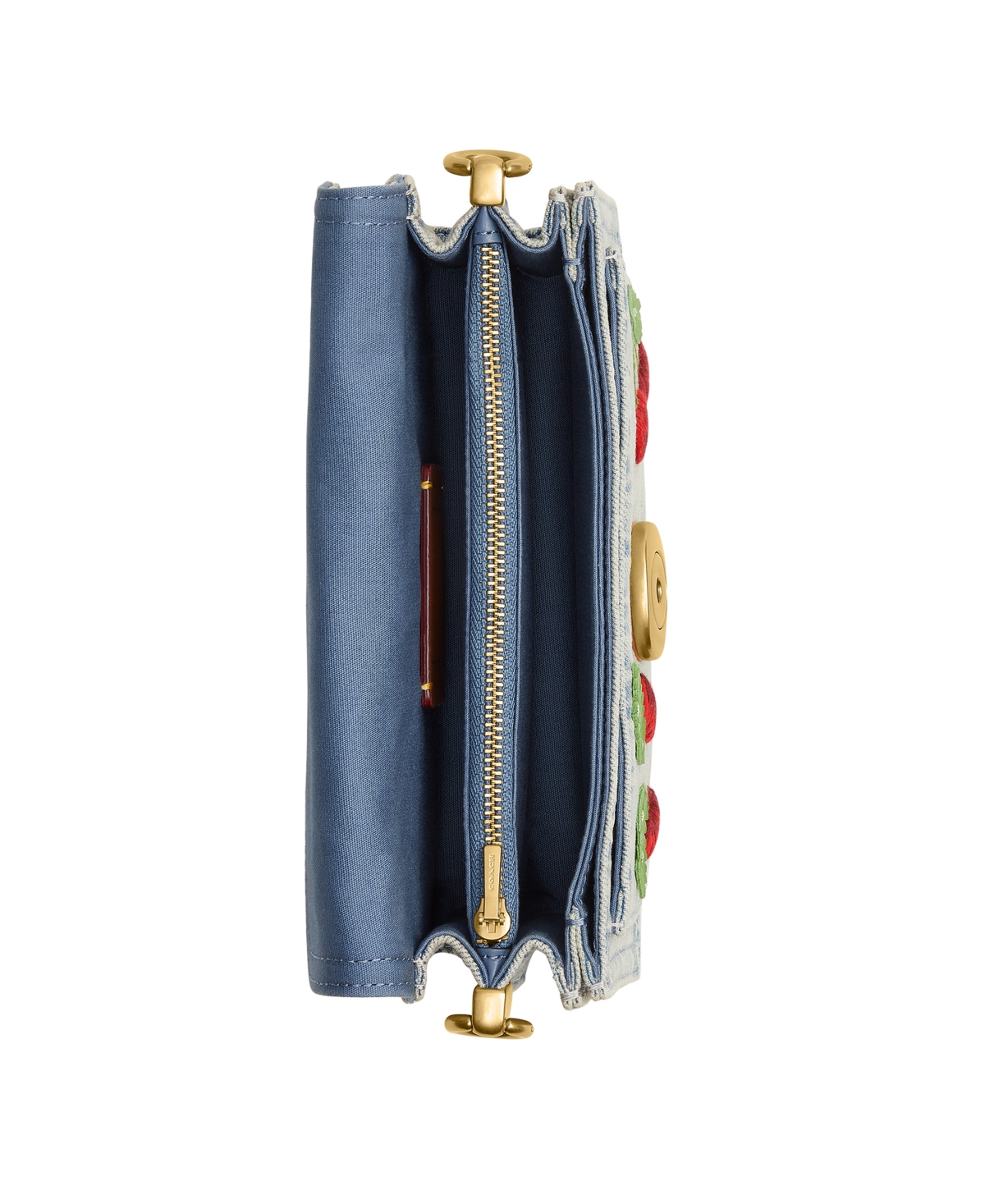 Coach Cherry Embroidered Denim Tabby Mini Shoulder Bag