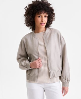 Women's 100% Linen Bomber Jacket