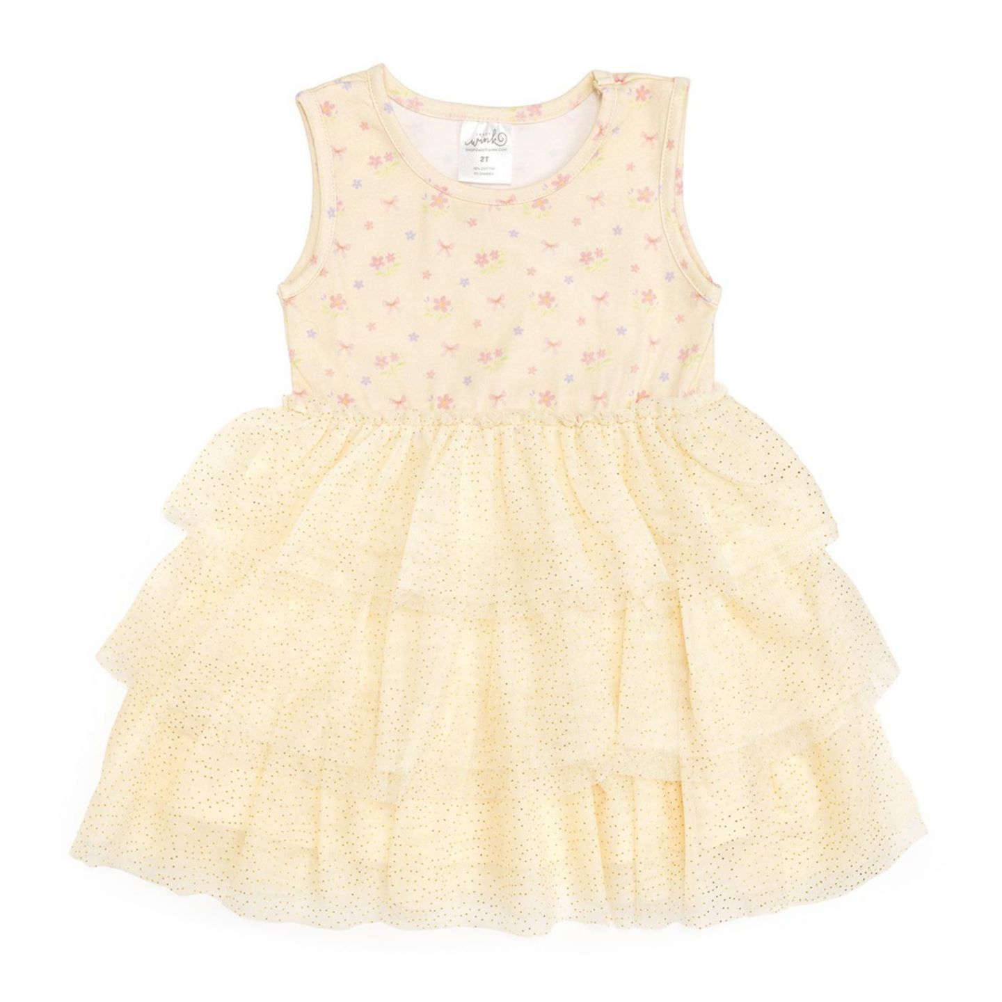 Платье Sweet Wink Lemon Floral Tank Tutu Dress для девочек, цвет: Жёлтый — фото 1
