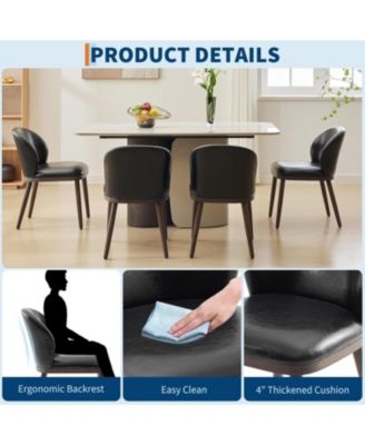 Dining Chairs Set of 4, Modern Upholstered Kitchen Chairs with Ergonomic Back Support