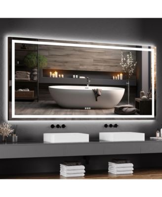 60"x 30" LED Bathroom Mirror with Lights, Dimmable, Anti-Fog, Backlit + Front Lit, Smart Bathroom Vanity Mirror for Wall, Memory Function