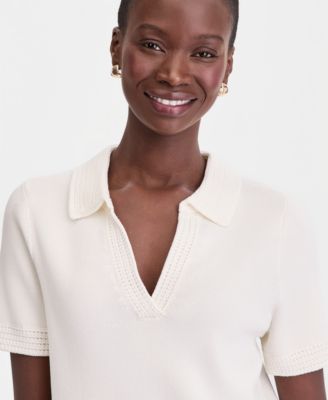 Women's Crochet Collar Short-Sleeve Sweater