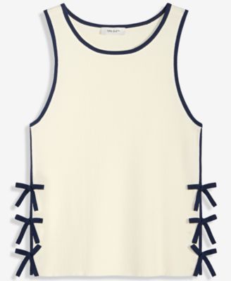 Women's Bow-Trim Sleeveless Sweater Tank Top