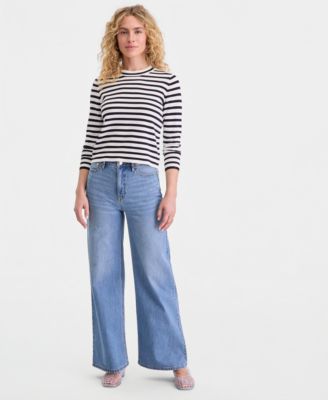 Women's Striped Crewneck Long-Sleeve Sweater