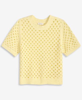 Women's Open-Stitch Short-Sleeve Sweater