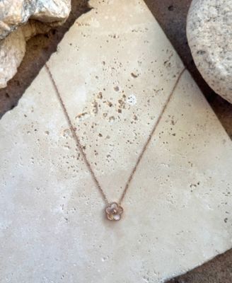 Tarnish Resistant Rose Gold 5-Leaf Clover Pendant Necklace