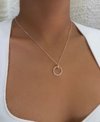 Rose Gold CZ Curved Nail Ring Necklace