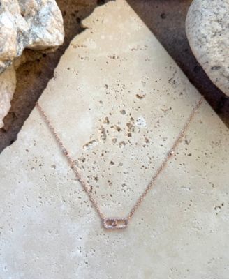 Rose Gold CZ Adjustable Dancing Stone Necklace