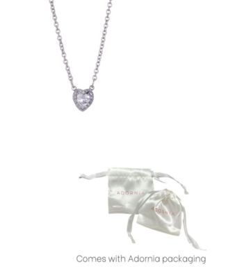 Silver CZ Halo Heart Necklace