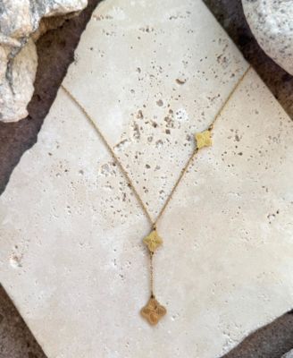 Tarnish Resistant Gold Pointed 3-Clover Y-Necklace