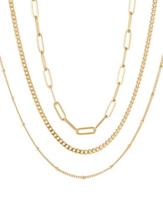 Tarnish Resistant Gold Set of 3-Chain Necklaces