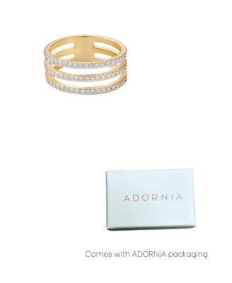 Gold CZ Triple Band Ring