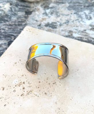 Tarnish Resistant Silver Tall Curve Cuff Bracelet