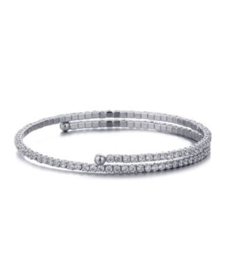 Silver Adjustable Crystal Tennis Cuff Bracelet