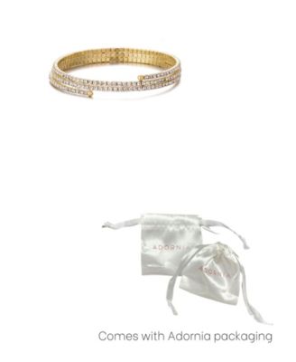 Gold Crystal Triple Coil Tennis Stretch Bracelet