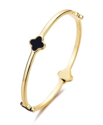 Gold Black Clover Bangle Bracelet