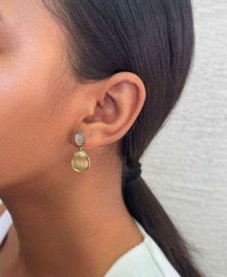 Gold Crystal Satin Finish Drop Earrings