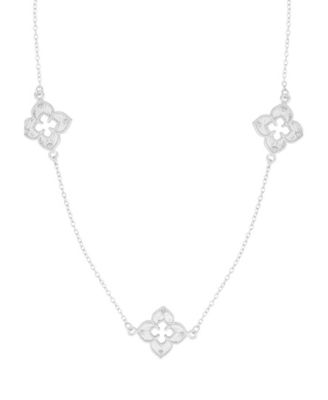 Silver 36" Clover Station Necklace