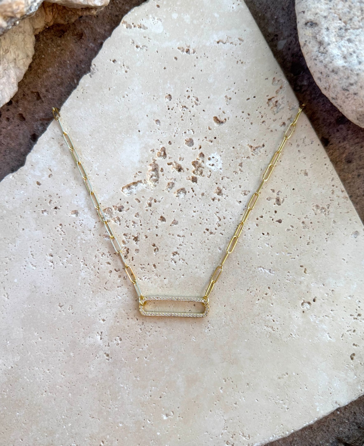 Adornia Gold Cz Rounded Rectangle Pendant Necklace