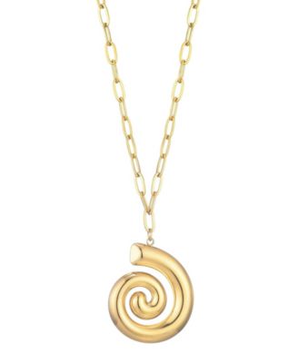 Tarnish Resistant Gold Swirl Paperclip Pendant Necklace