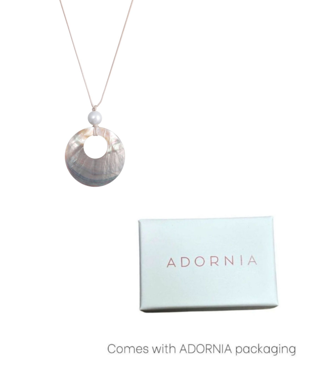 Adornia Adjustable Leather and Shell Necklace