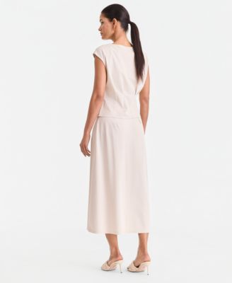Women's Cap Sleeve Ponte-Knit Top & Midi Skirt
