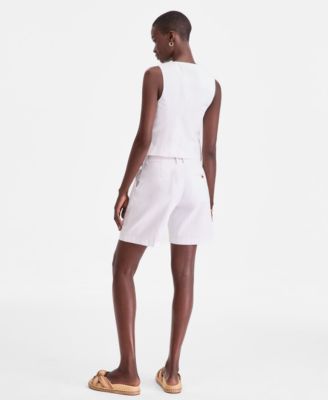 Women's V-Neck Button-Front Vest & Mid-Rise Bermuda Shorts