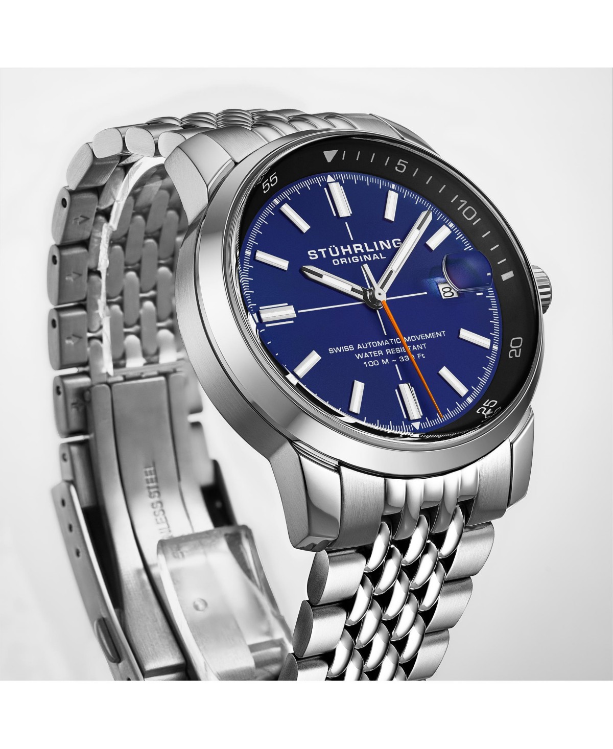 Мужские часы Stuhrling Trackmaster 1026 автоматические на стальном браслете 42мм — фото 5