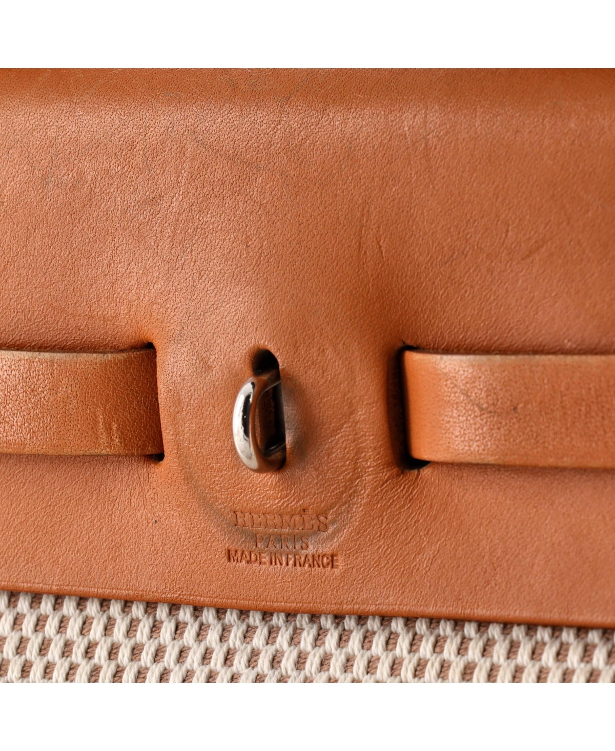 Pre-Owned HERMES 31 Herbag Zip Criss Viking Toile and Leather