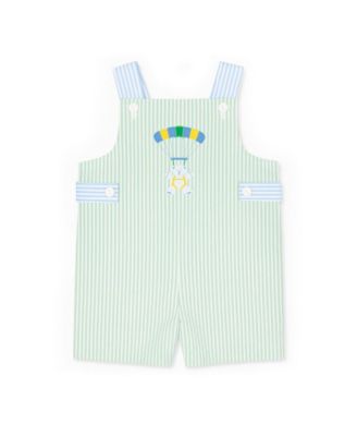 Baby Boy Seersucker Shortall With Parachute Bear