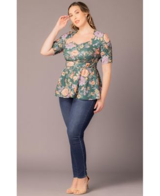 Plus Size Posh Peplum Sweetheart Neckline Top