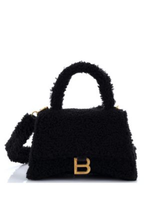 Small Fluffy Hourglass Top Handle Bag Faux Fur