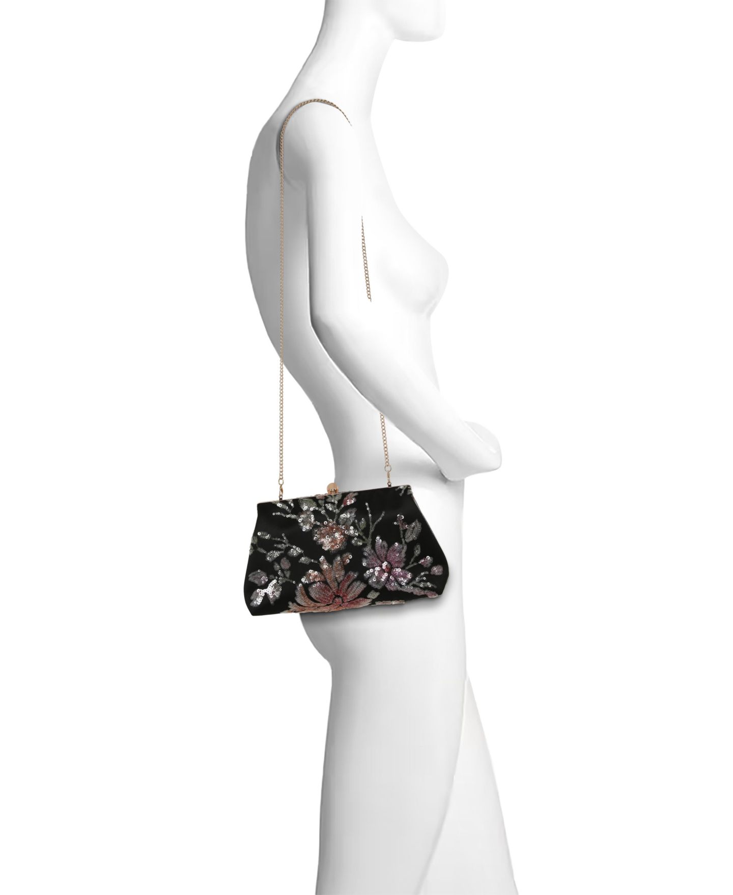 Женская сумка Jewel Badgley Mischka Lyric Sequin Floral Satin Top Handle, цвет: Чёрный разноцветный — фото 5
