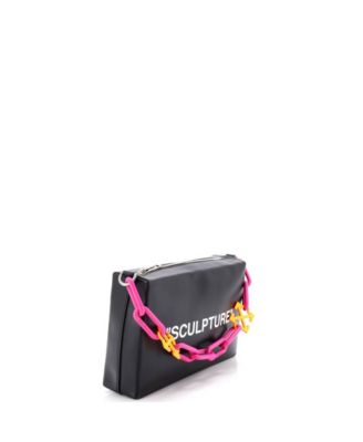 Block Pouch Shoulder Bag Printed Leather