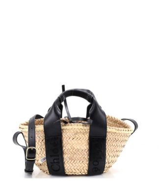 Medium Sense Basket Tote Raffia with Leather