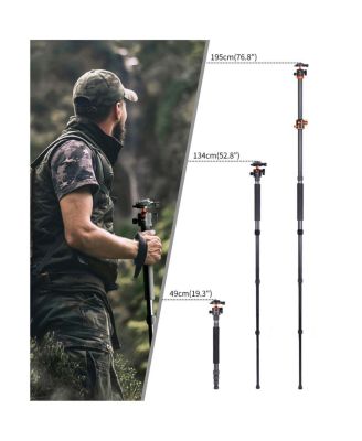 4-Section Aluminum Tripod Monopod with Center Axle Transverse