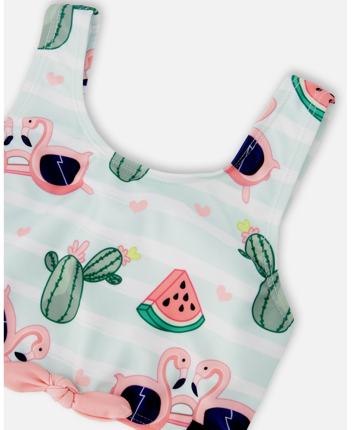 Deux par Girls Two-Piece Swimsuit Flamingo and Cactus Print
