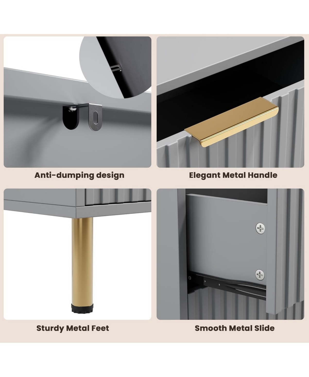 gaomon Zebra Six-Drawer Cabinet with Large Desktop, Modern Honeycomb Design, Gold Handle, Practical Storage Solution, and Artistic Sense for Bedroom