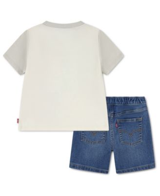 Baby Boys' Palm Tree T-Shirt and Denim Shorts, 2-Piece Set