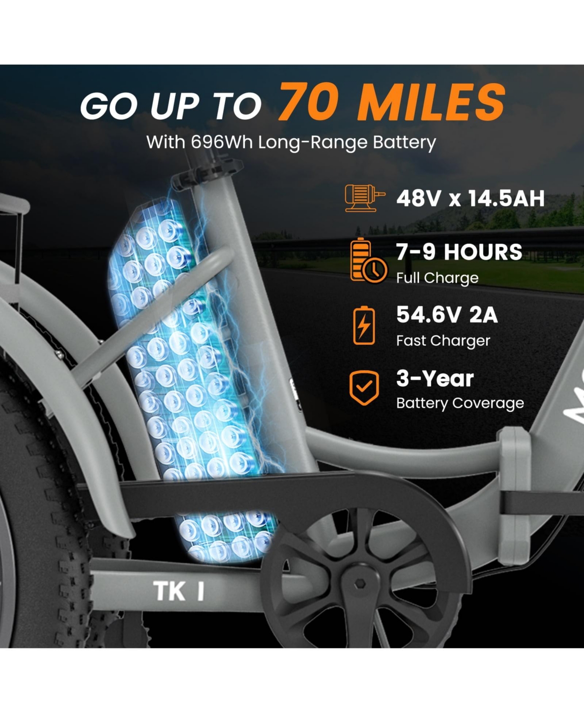 Mooncool TK1 500W Folding Electric Tricycle for Adults, 20" x 3.0" Wheel